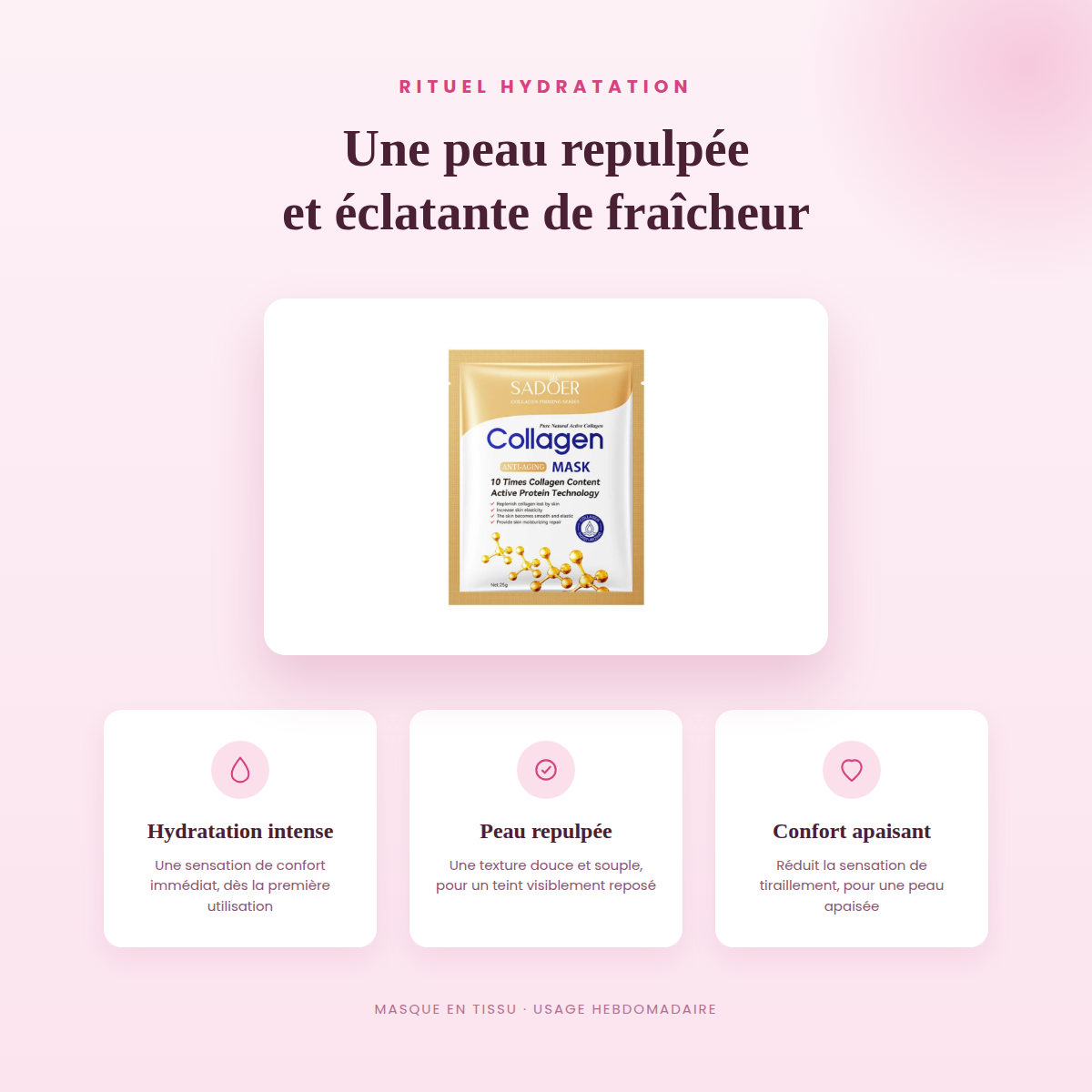Masque Visage Collagène Anti-Rides – Hydratant & Raffermissant